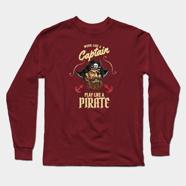 Pirate Long Sleeve T-Shirt by SpottydoggCreatives